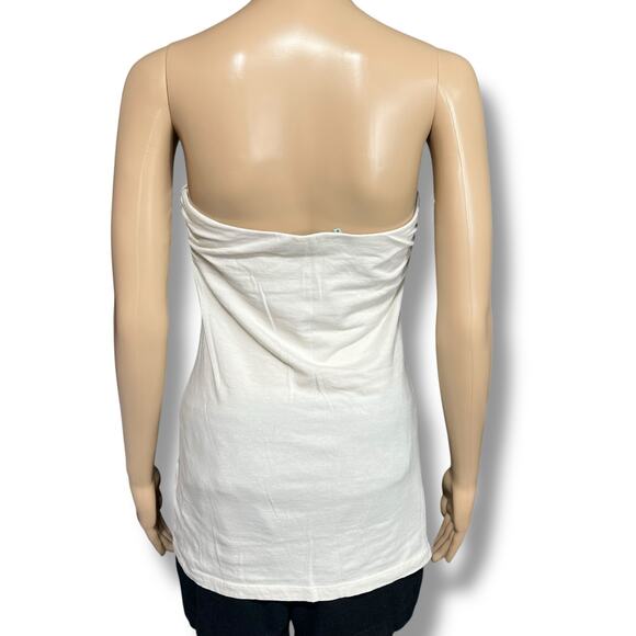 Maurices Womens Strapless Bandeau Tank Top with Shelf Bra Cream Silver Medium - Picture 7 of 11